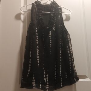 Ann Taylor Black Sleeveless Ruffle-Neck Blouse